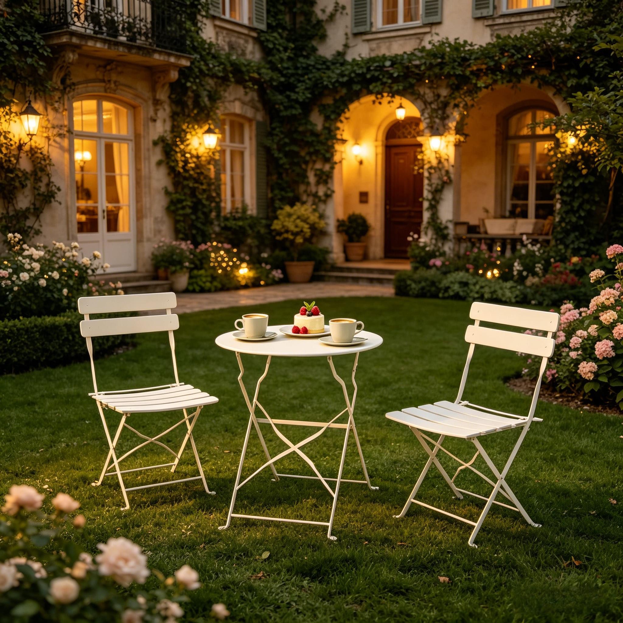 MC Star Gartenlounge-Set Portable Terrasse Sitzmöbel Set,Klappbare Patio Sitzmöbel, (Outdoor Bistro Tisch & Stühle,Minimalistischer Outdoor Esstisch & Stühle(nur mit 1Pcs Esstisch,2Pcs Stühle)