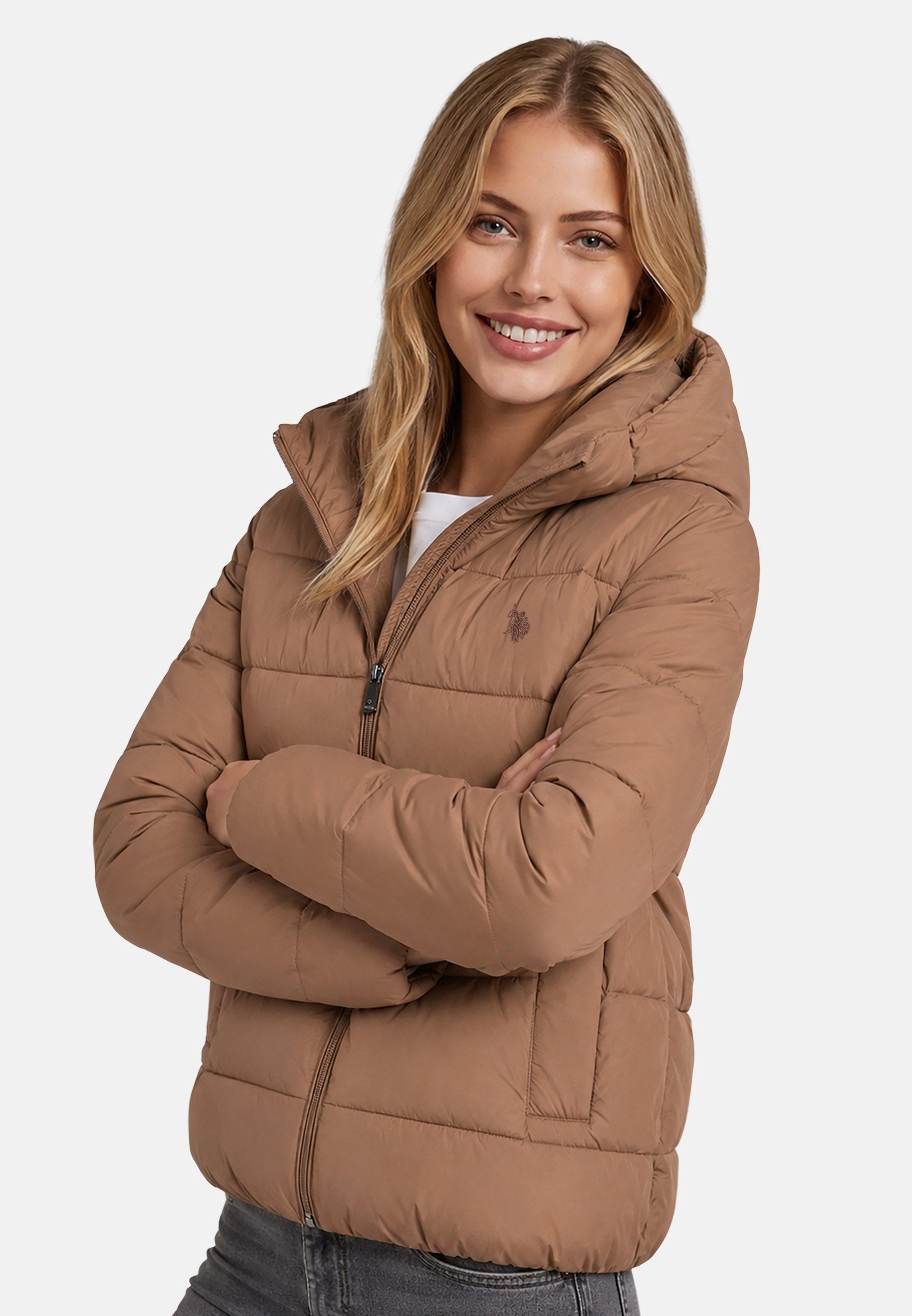 U.S. Polo Assn. Steppjacke mit gefütterter Kapuze und Stehkragen Mittlere Wattierung mit elastischen Abschlüssen und drei Taschen – Bild 2 von 5