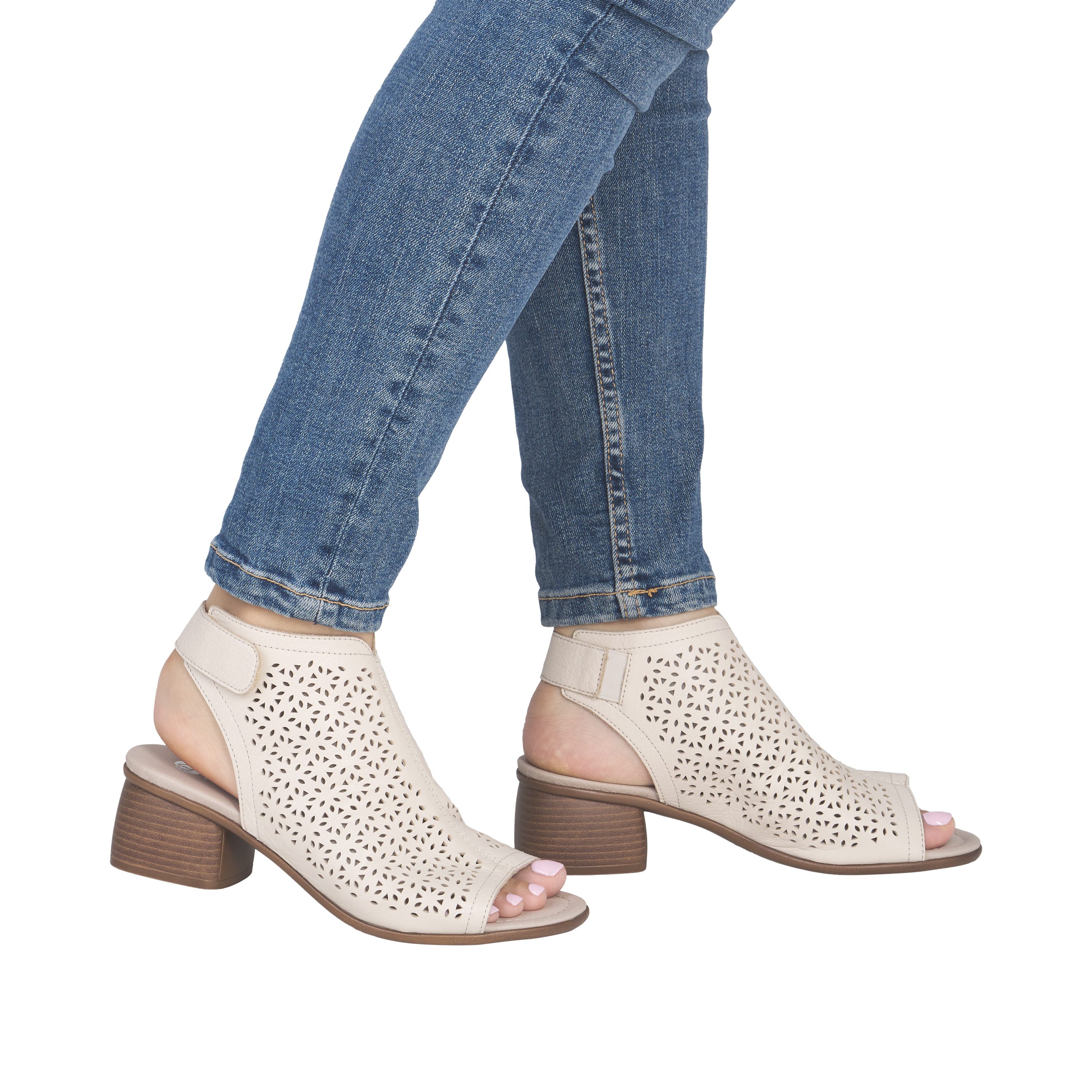 Remonte Schaftsandalette Sommerschuh mit Blockabsatz und Klettriemchen an der Ferse