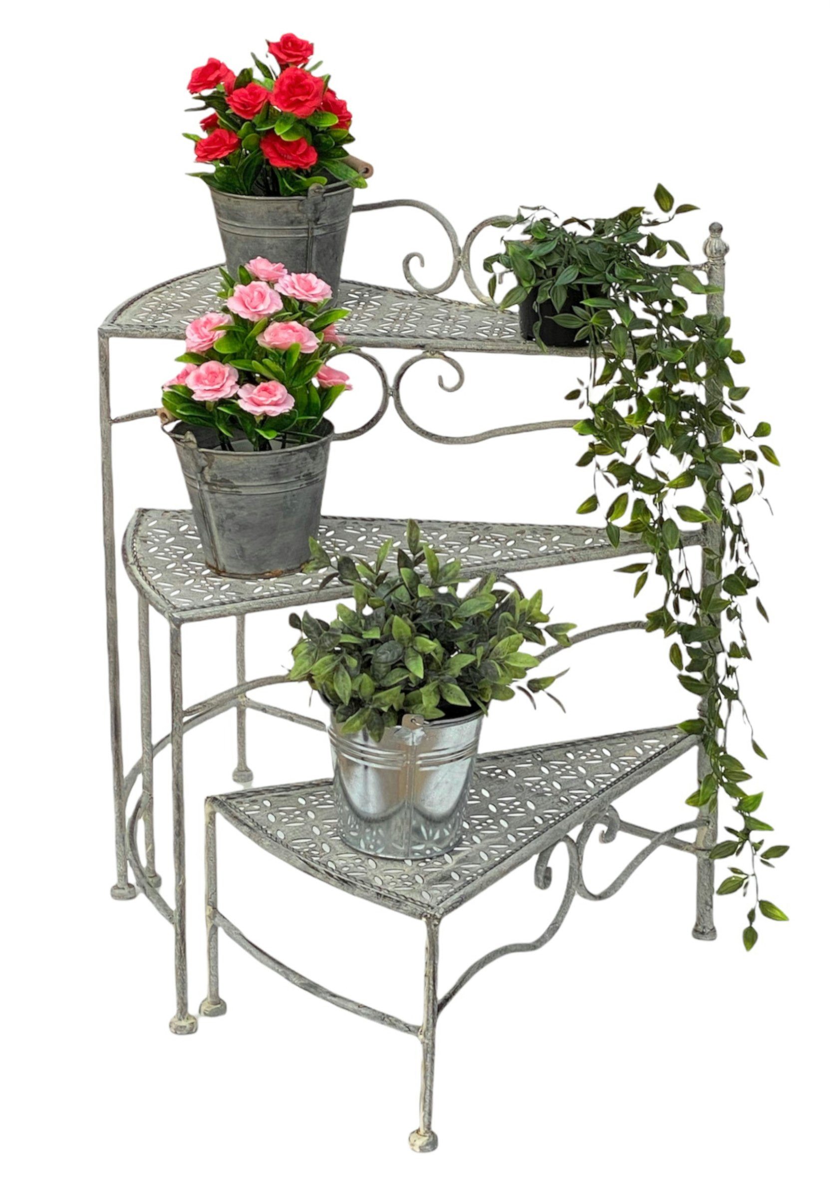 Grau 3 96125 cm Aufklappbar Weiß Ablagen Pflanzenständer Metall Vintage, 55 DanDiBo Balkon Pflanzentreppe Blumenständer Innen mit Blumenständer Blumensäule