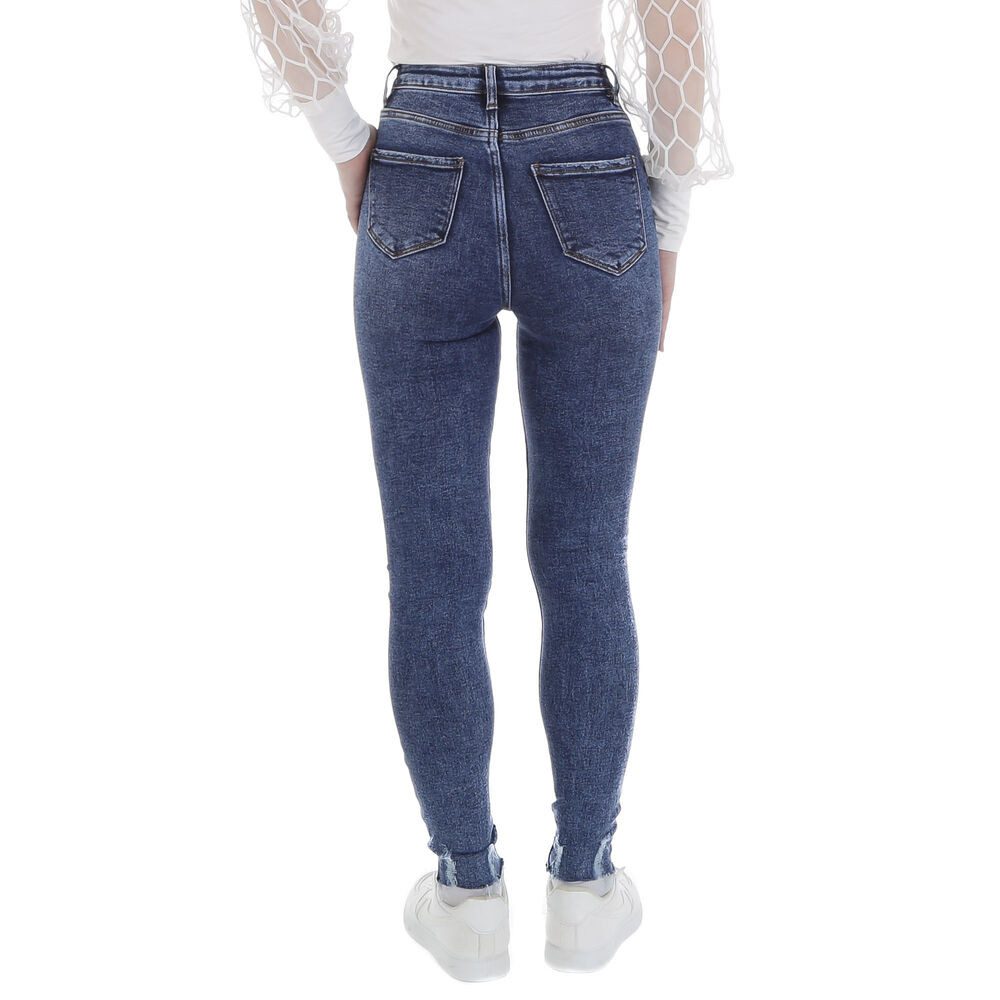 Ital-Design Skinny-fit-Jeans Damen Freizeit (88578942) Destroyed-Look Stretch High Waist Jeans in Blau