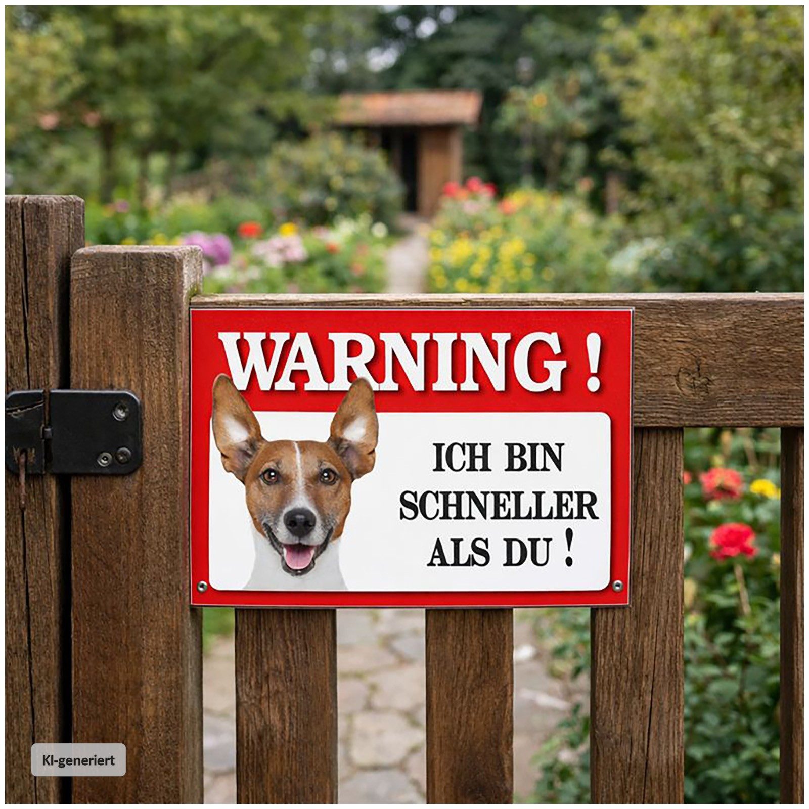 HTI-Line Metallschild Blechschild Wachhund Jack Russell Terrier, (Stück, 1 St., 1 Schild), Hundeschilder Warnung vor dem Hund
