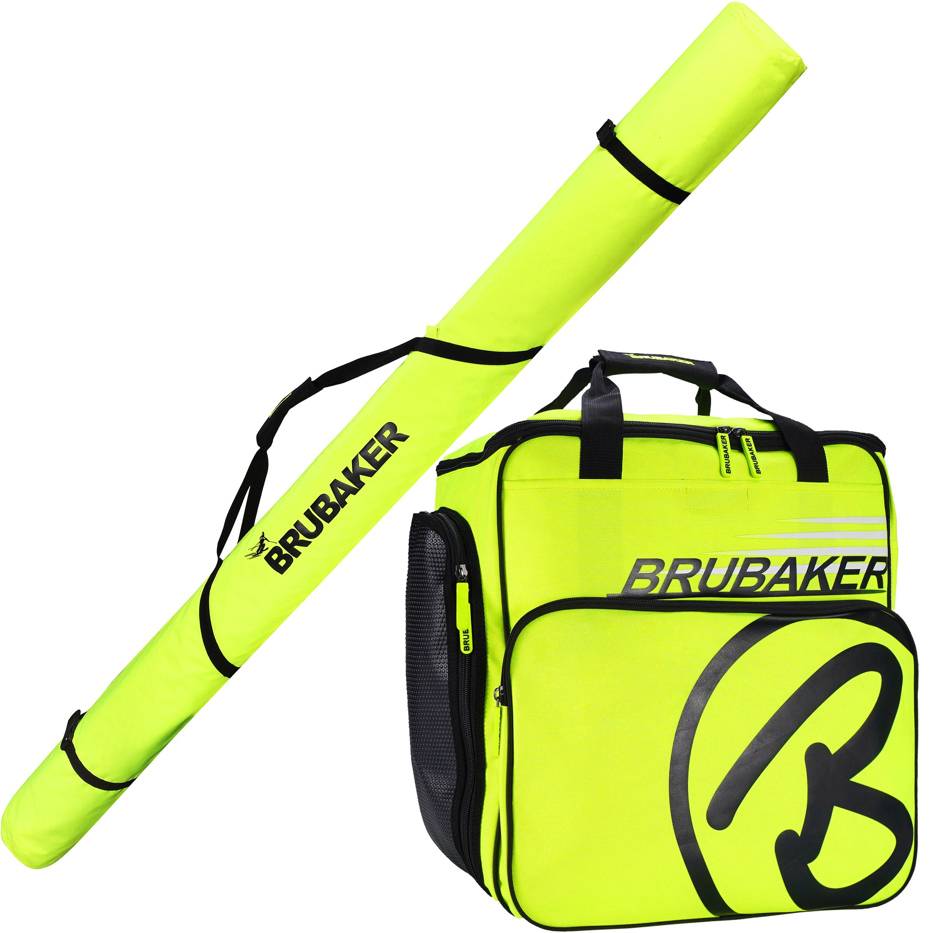BRUBAKER Sporttasche Carver Pro Kombi Set (2-tlg., reißfest und nässeabweisend), Skisack und Skischuhtasche für 1 Paar Ski | Sporttaschen