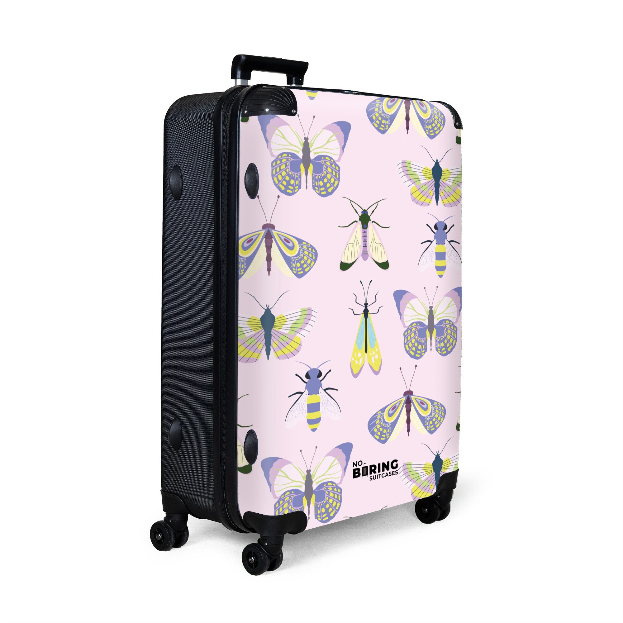 NoBoringSuitcases.com© Hartschalen-Trolley Rosa mit Insekten 77 günstig online kaufen