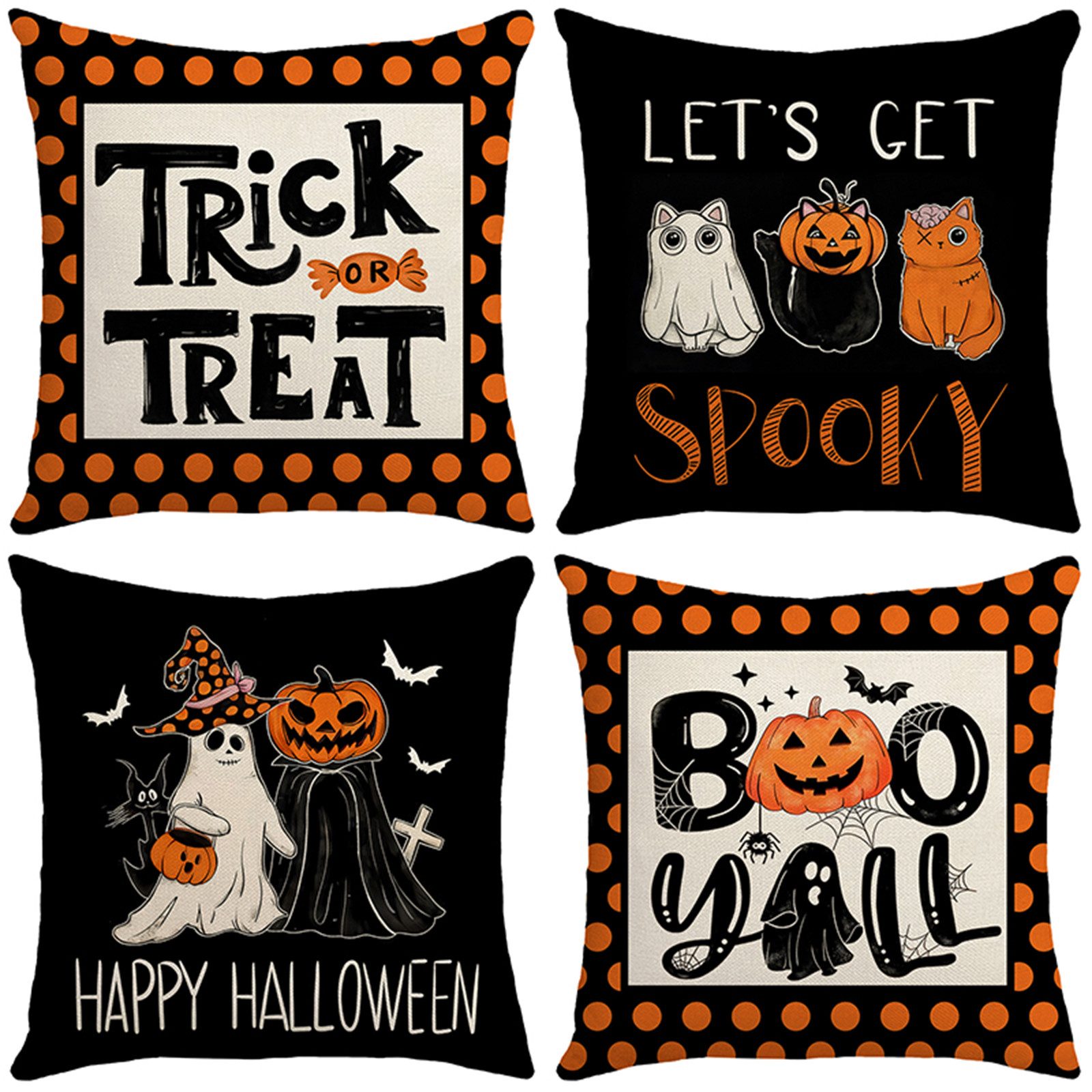 BTTO Kissenhüllen Halloween Kissenbezug 45X45cm, Quadratisch Dekokissen, (4 günstig online kaufen