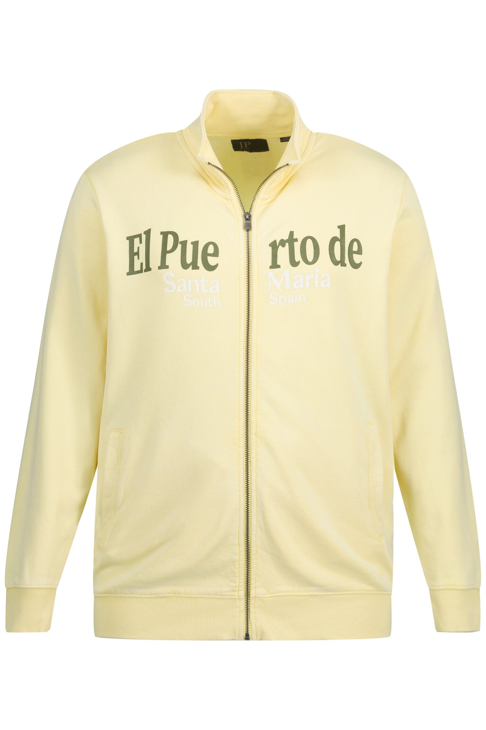 JP1880 Fleecejacke Sweatjacke Stehkragen Vintage washed Print