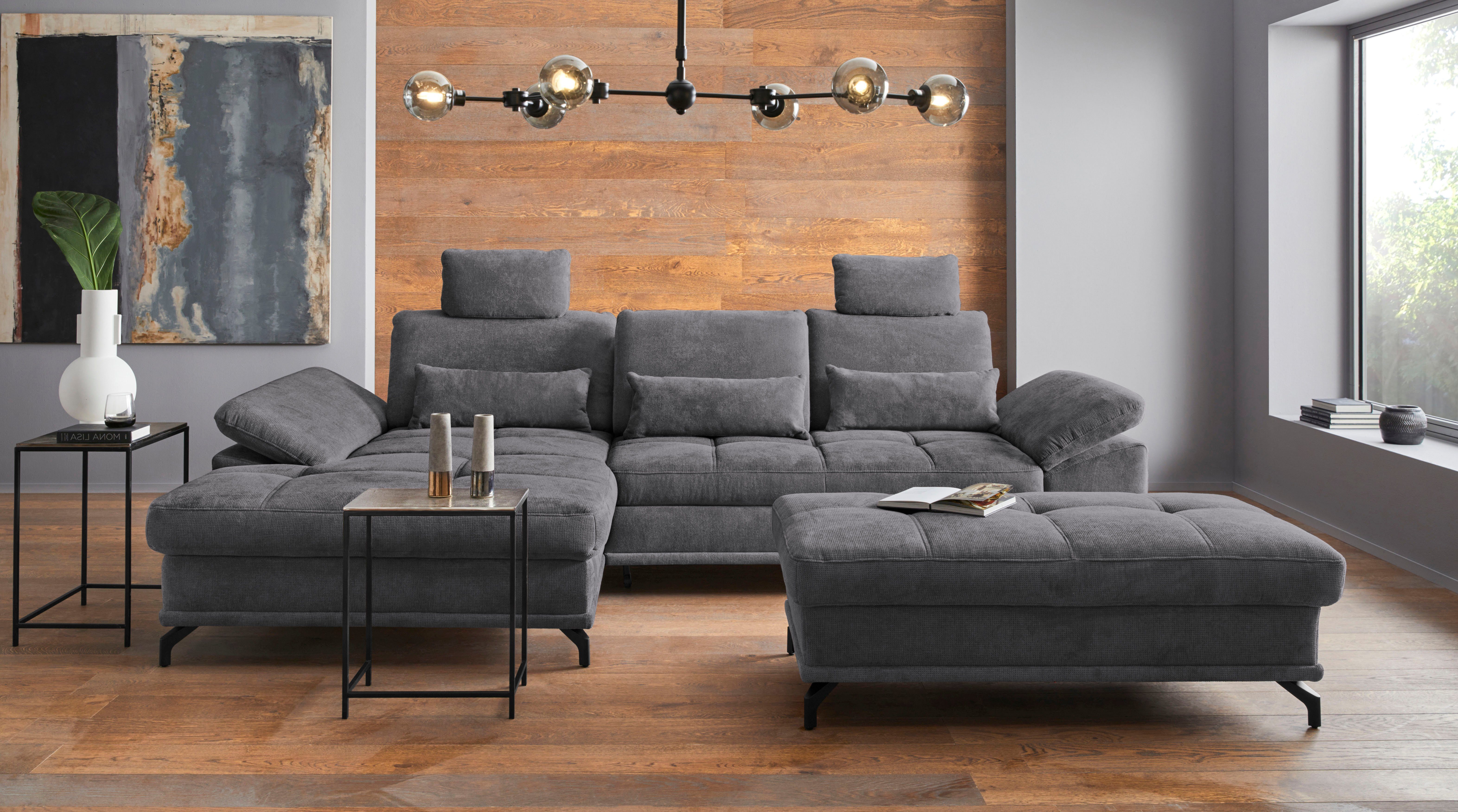 Places of Style Ecksofa Costello L-Form, B: 301 cm mit Sitztiefen-, Armteilverstellung &, 3 Nierenkissen, optional Bettfunktion & Bettkasten