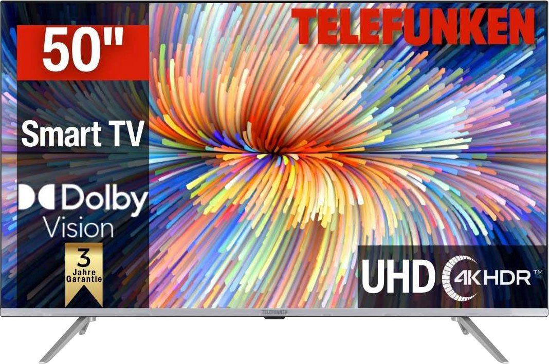 Telefunken D50V850M5CWH LED-Fernseher cm/50 Smart-TV) HD, Zoll, 4K (126 Ultra