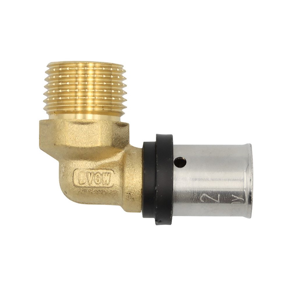 PipeTec Deutschland Pressfitting Pipetec Pressfitting Winkel Übergang 16x2 mm 1/2 Zoll AG TH Kontur