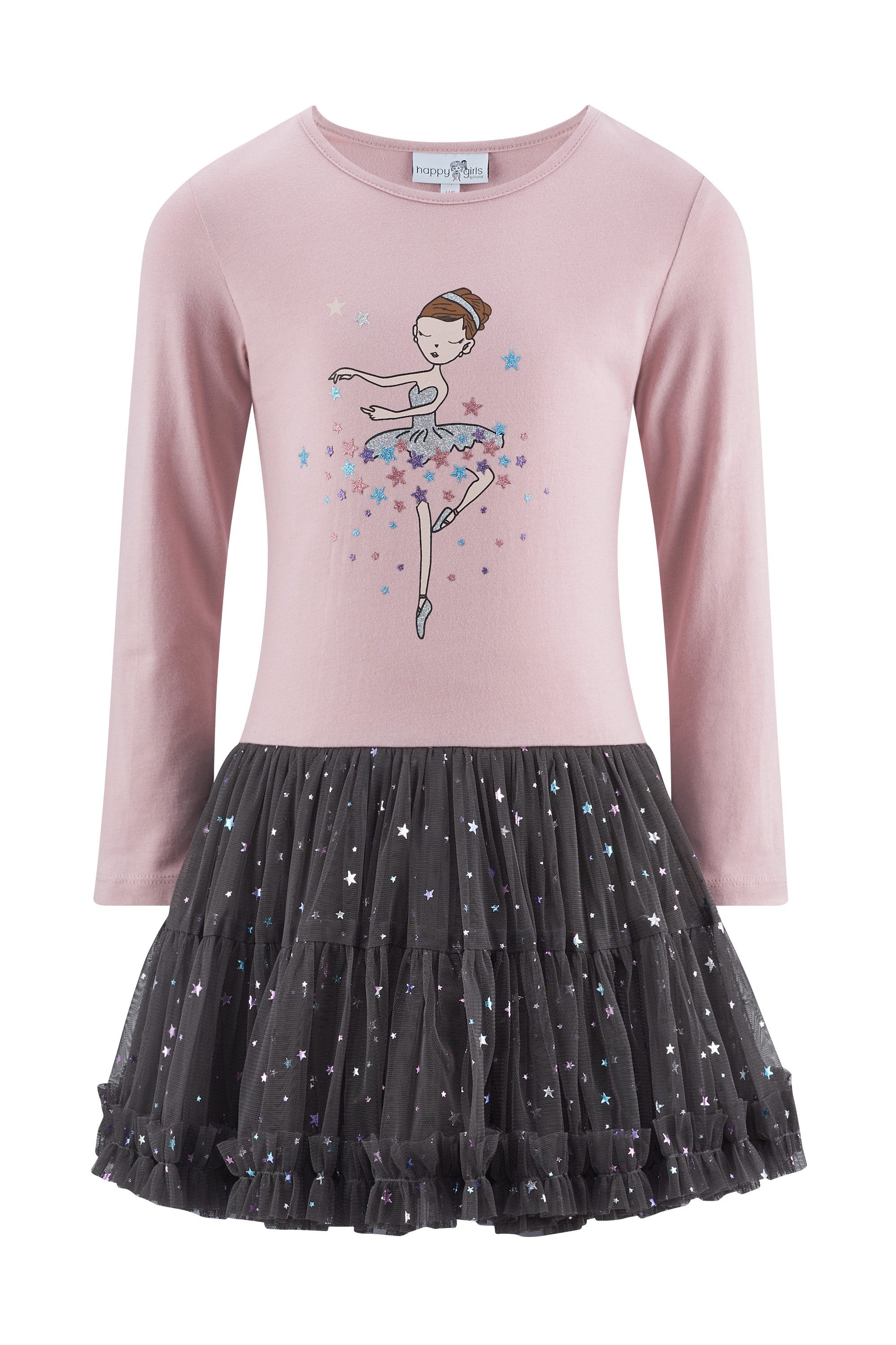 happy girls Jerseykleid Baumwolle mit Stretch, Tüllrock, Glitzerdetails