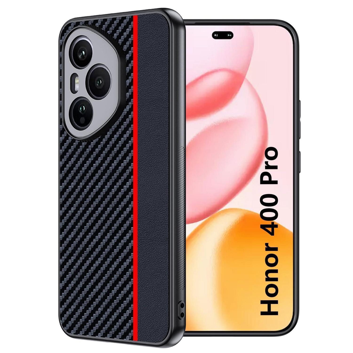 LuxusKollektion Handyhülle Schutzhülle Honor 400 Pro Carbonfaser Rot/Schwarz