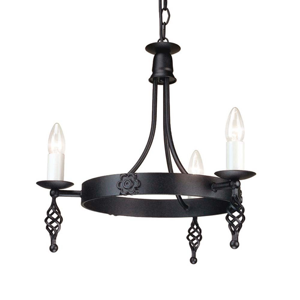 Elstead LIGHTING Kronleuchter, Leuchtmittel nicht inklusive, Kronleuchter Hängelampe Deckenleuchte Stahl Schwarz D 48 cm