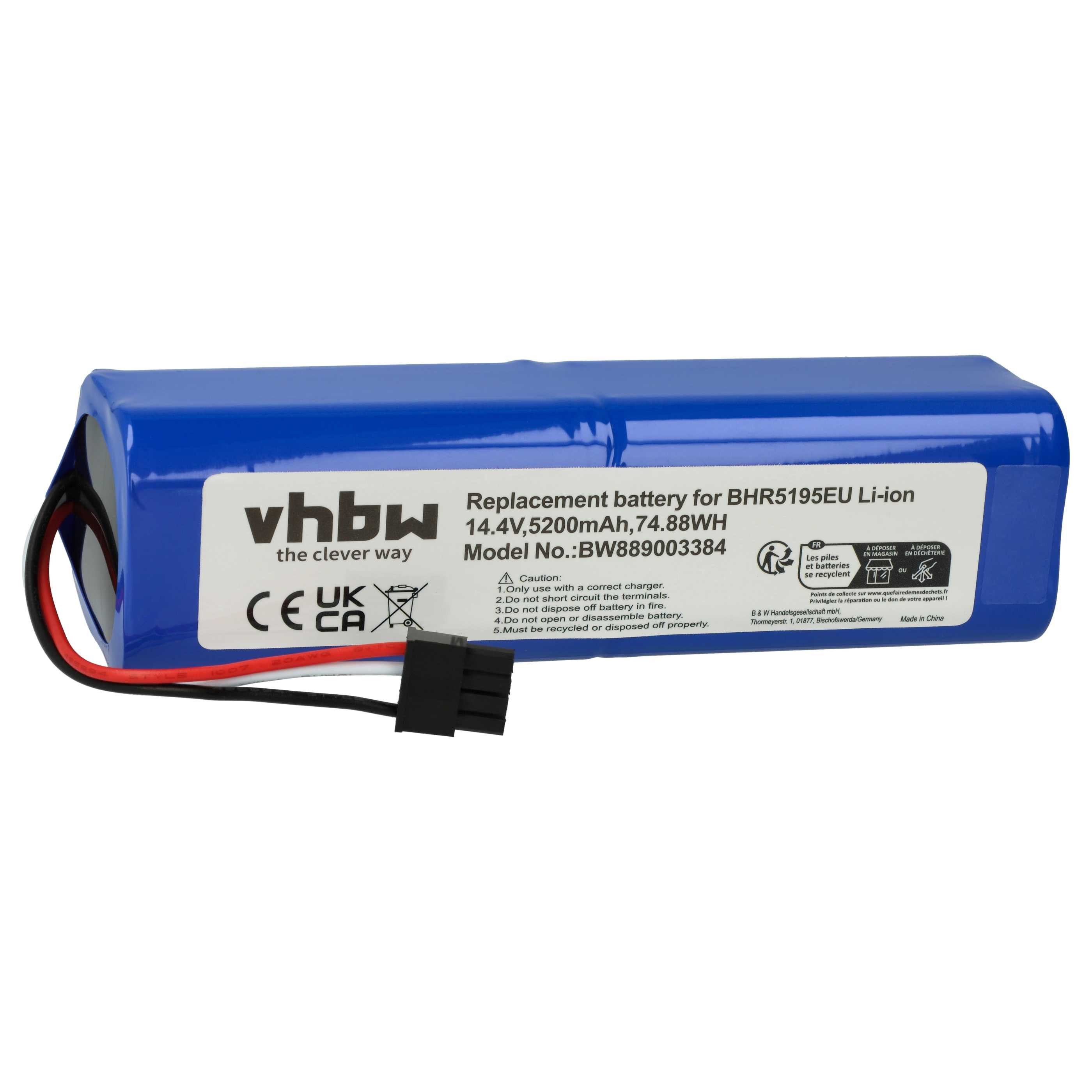vhbw Akku passend für Dreame D10s Pro, RLL11GC, R2250, L10s Pro, L10 Prime, Staubsauger-Akku Akku Li-Ion 5200 mAh (14,4 V, 1 St), Leistungsfähiger Austausch-Akku für Ihren Saugroboter