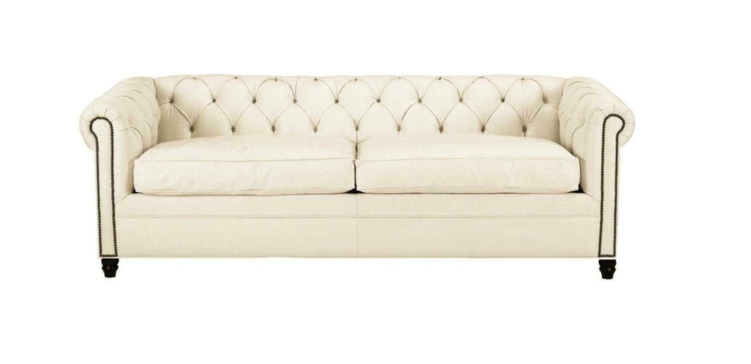 JVmoebel Sofa Weiß Chesterfield Modern Design Dreisitzer Couchen Leder, Made in Europe Beige