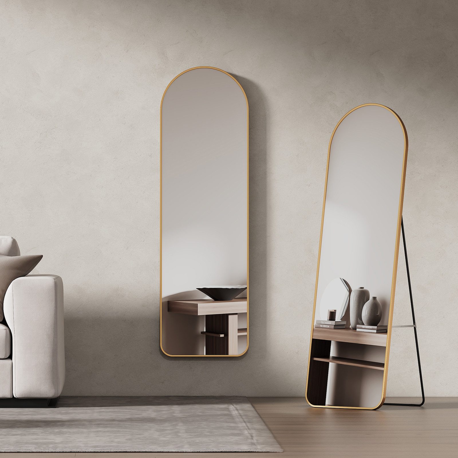 EMKE Standspiegel Bogen Standspiegel Ganzkörperspiegel mit Rahmen aus Alumi günstig online kaufen