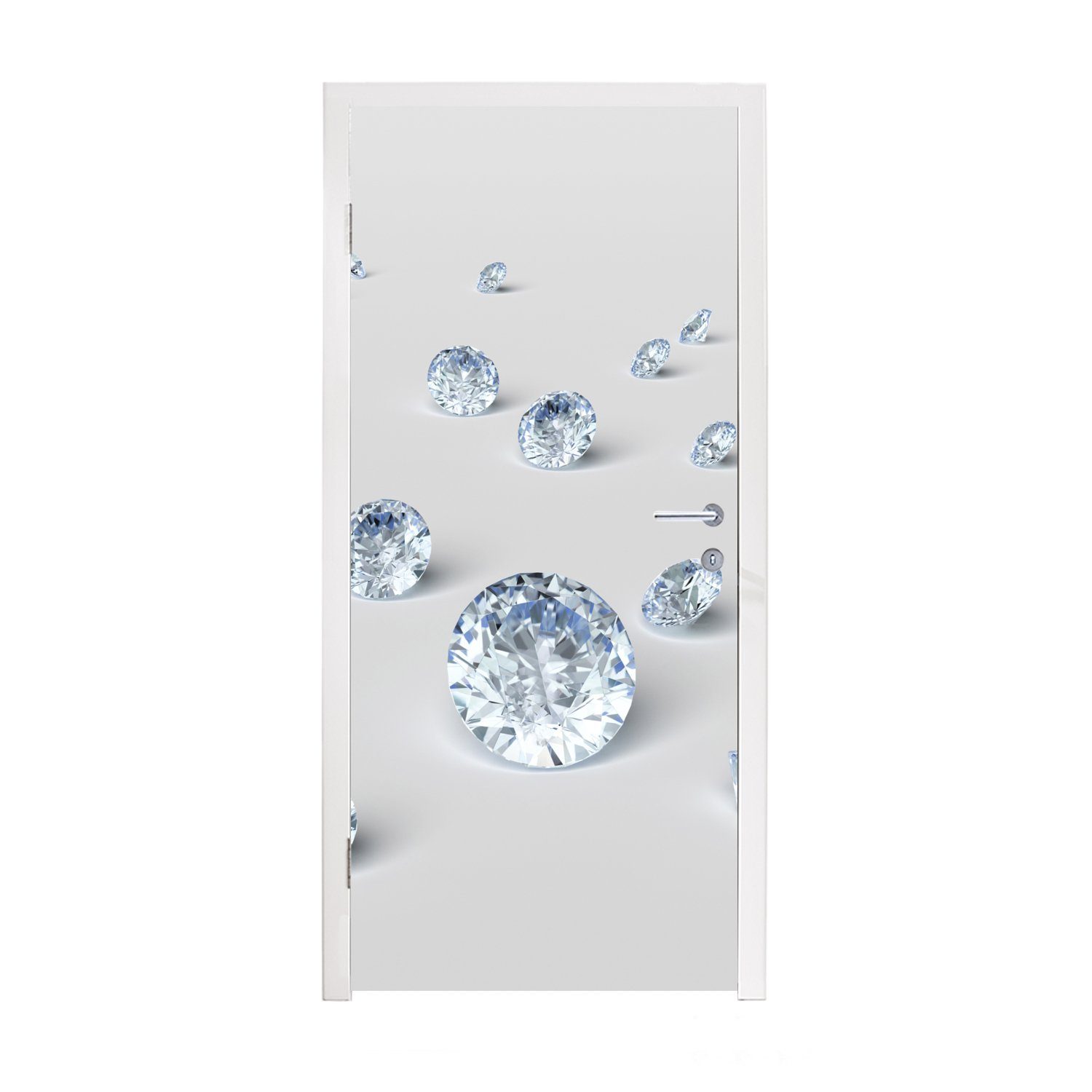 MuchoWow Türtapete Eine Illustration von Edelsteinen auf einem weißen Hintergrund, Matt, bedruckt, (1 St), Fototapete für Tür, Türaufkleber, 75x205 cm