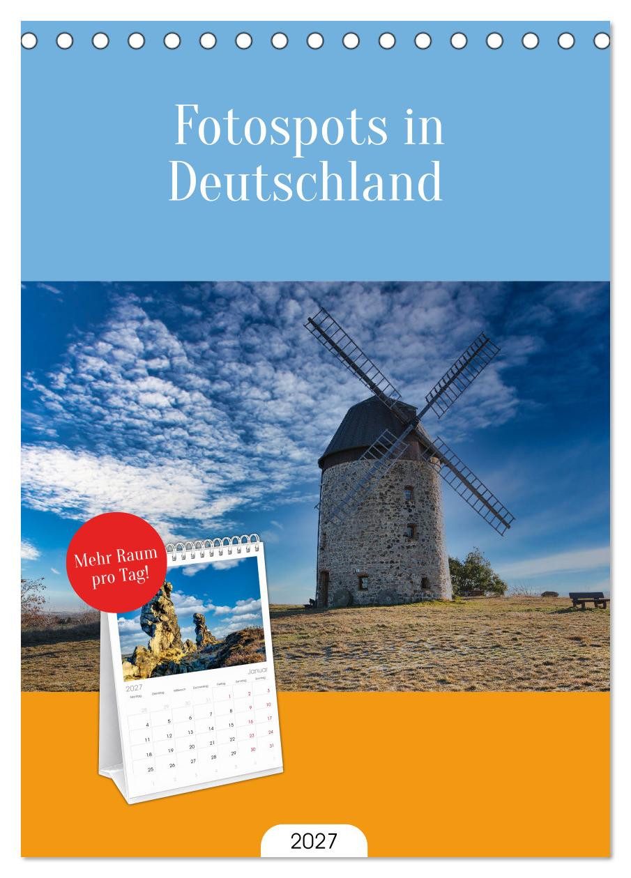 CALVENDO Tischkalender Tischplaner 2027 - Fotospots in Deutschland (A5 Tischkalender zum Aufs
