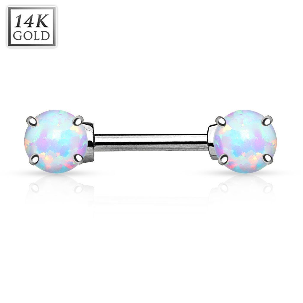 Taffstyle Intimpiercing Intim Brustpiercing Stab Opal Stein 14 Karat Gold, Intim Brustpiercing Piercing Stab mit Opal Stein 14 Karat