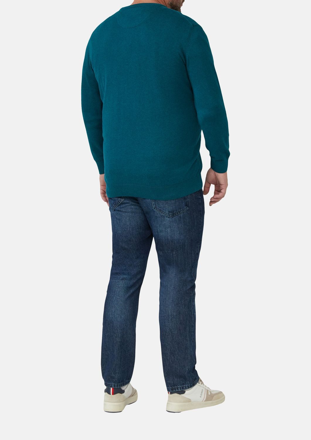 s.Oliver Rundhalspullover Big Size (1-tlg) mit gesticktem Logo, Feinstrick, Crew-Neck, 1 Stück