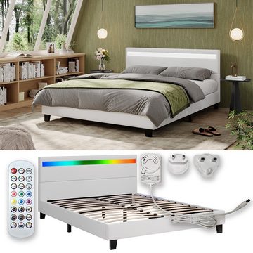 VitaliSpa® Bett Bettgestell Bern mit LED 160 cm Weiß