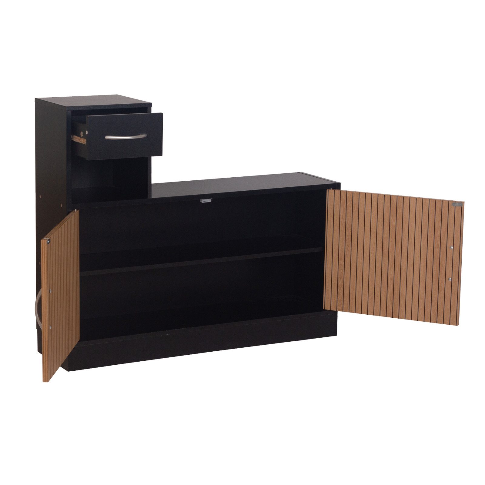 HTI-Living Garderobe Garderobenpaneel mit Spiegel und Schuhschrank Schwarz-Eiche Streifen (Set, 2 St)