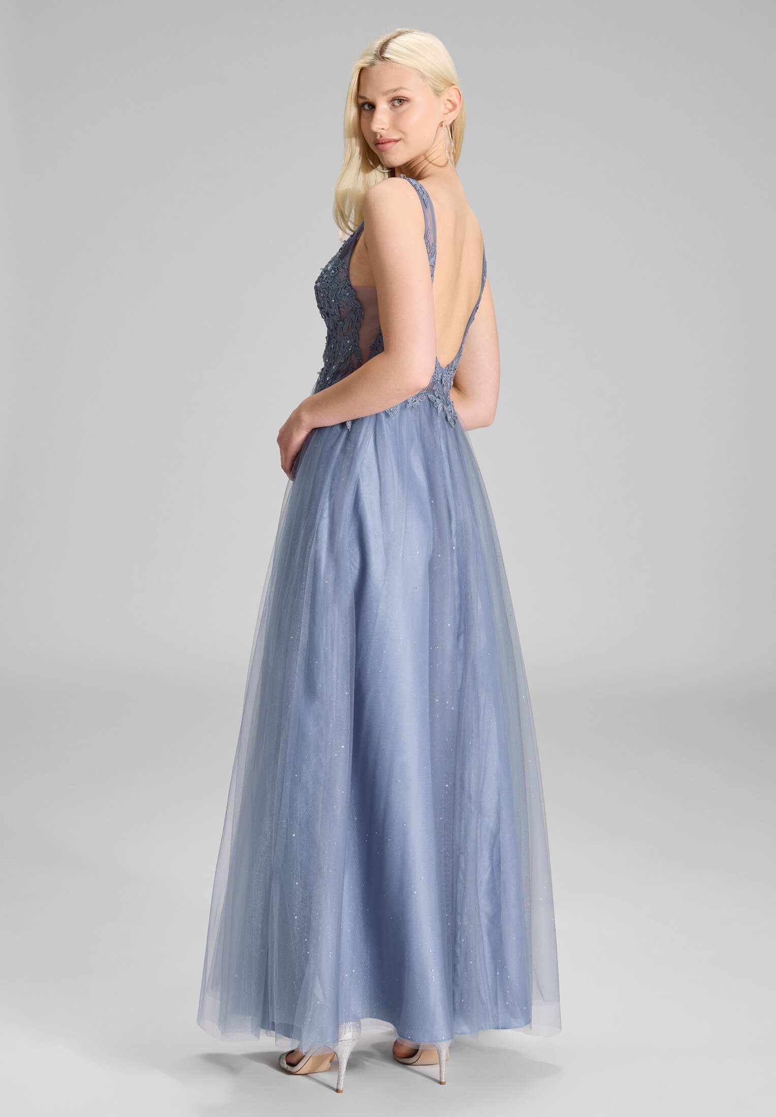 Hey Kyla Abendkleid - Tüllkleid mit Spitzenstickerei und Glitzereffekt Taillierter Schnitt mit fließendem Rockteil