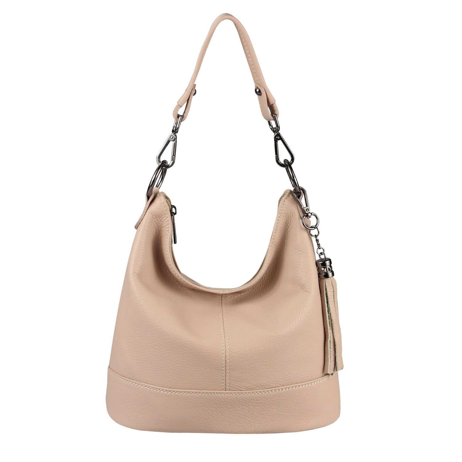 ITALYSHOP24 Schultertasche Made in Italy Damen Leder Tasche Shopper, als Handtasche, CrossOver, Umhängetasche tragbar