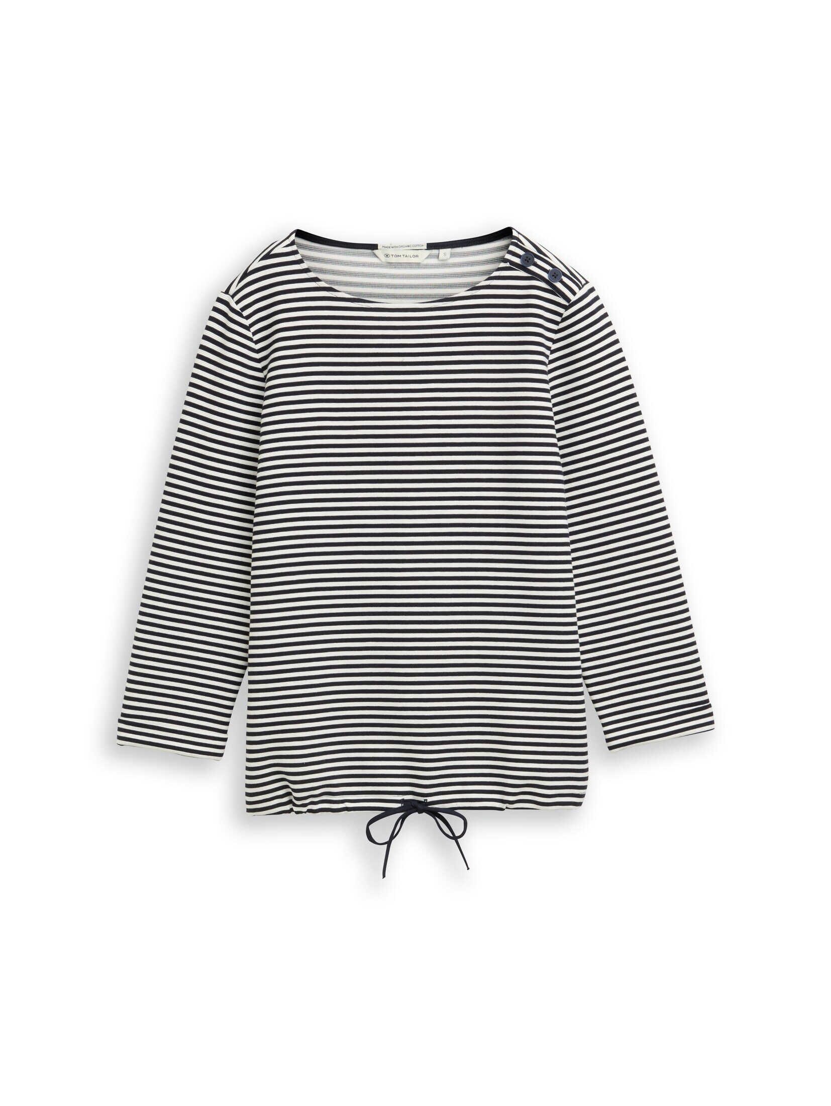 TOM TAILOR 3/4-Arm-Shirt T-Shirt (im Einserpack) Langarmshirt mit Knopf-Details