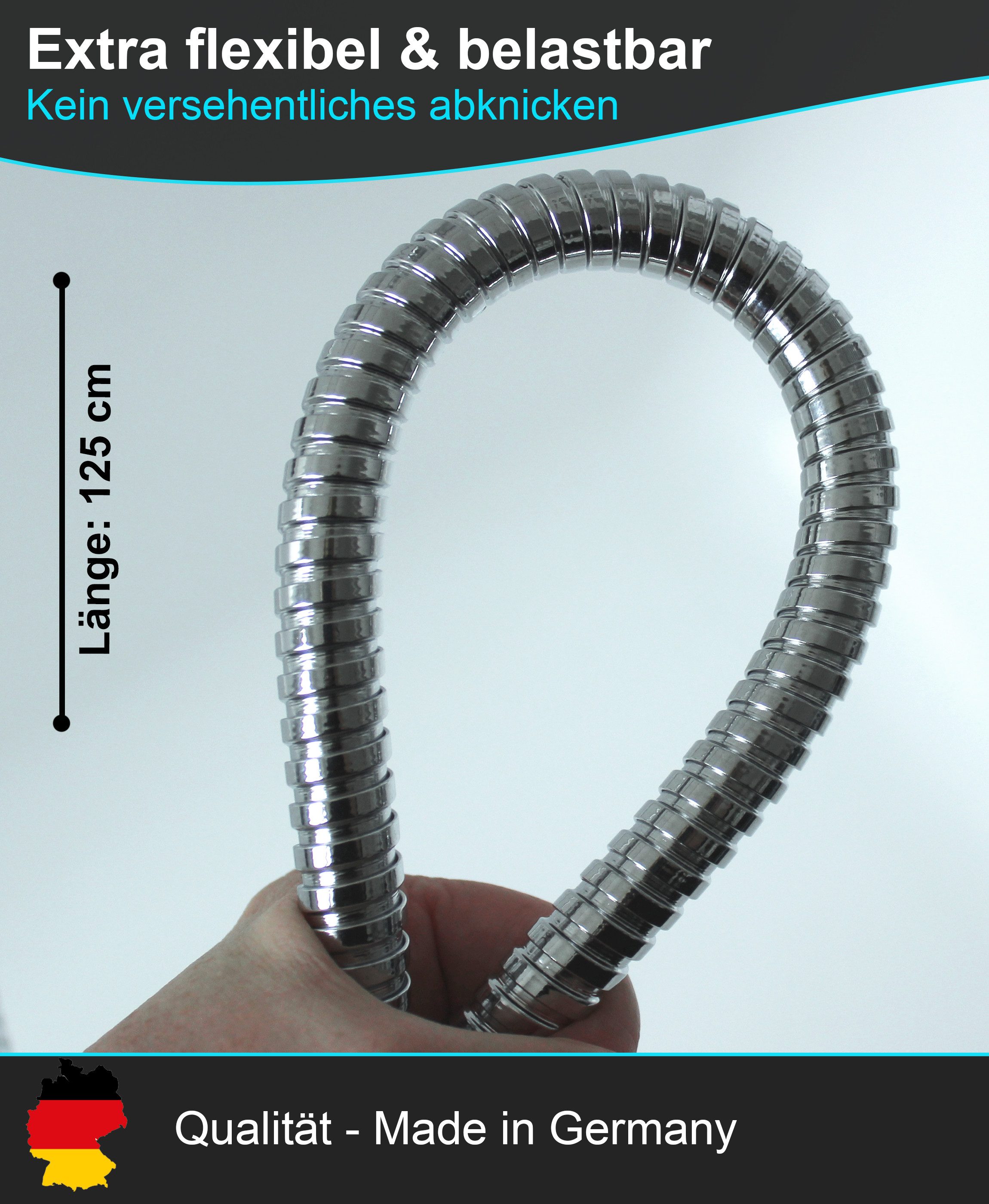 Blumbach Brauseschlauch - Premium Duschschlauch, MADE IN GERMANY- in 3 verschiedenen Längen, (MADE IN GERMANY- in 3 verschiedenen Längen - Trinkwassergeprüft nach neuester Technik, MADE IN GERMANY), 1/2 Zoll - flexibler und knickfester Duschschlauch