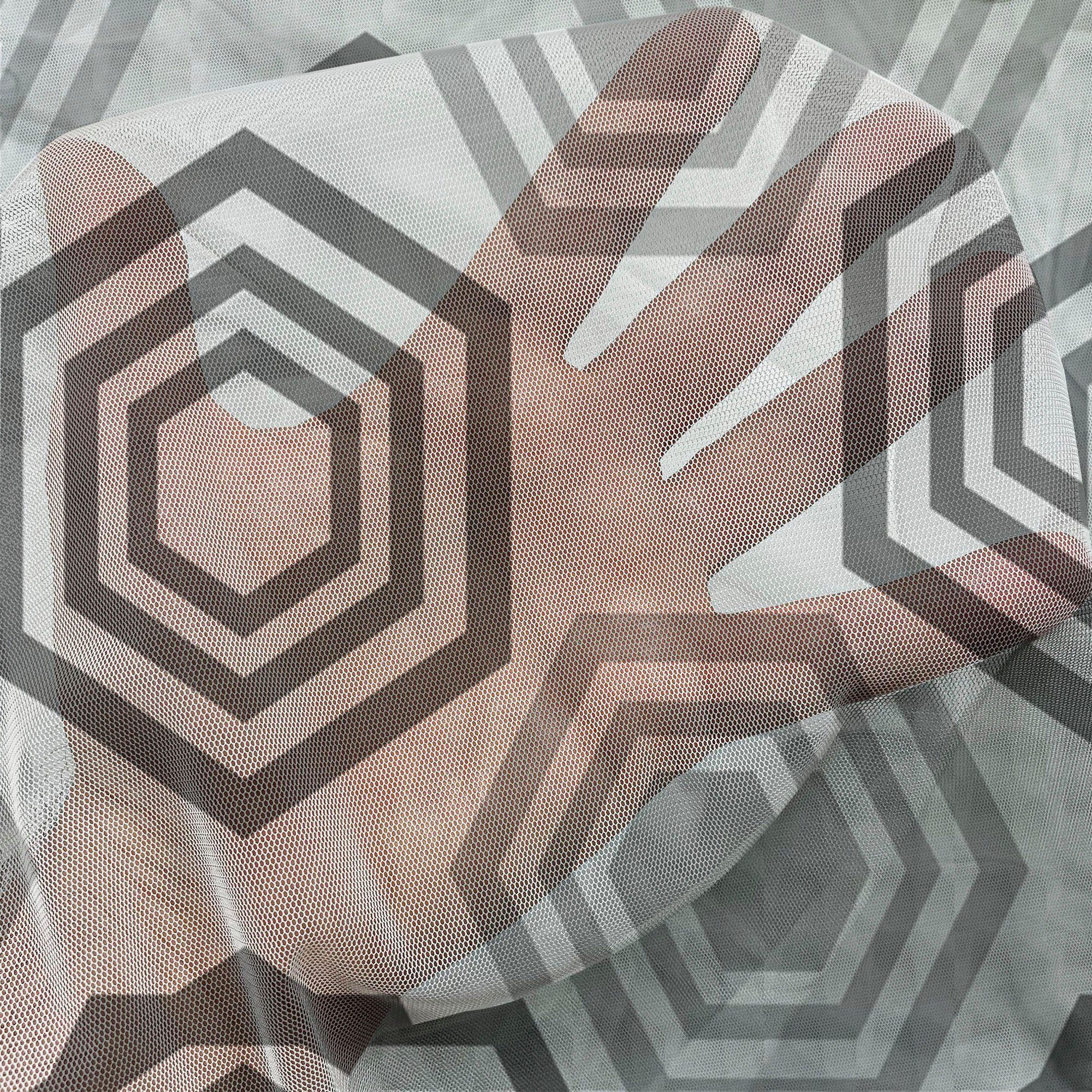 Hochzeit Hexagons schiere Geometrisch für Abakuhaus, 2 Drapierung Abstrakt Gardine Panels, Party