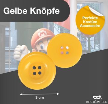 Kostümheld® Knopf 8x Super groß Knöpfe Mario gelb - Kostüm Kinder Erwachsene Fasching, 3 cm groß
