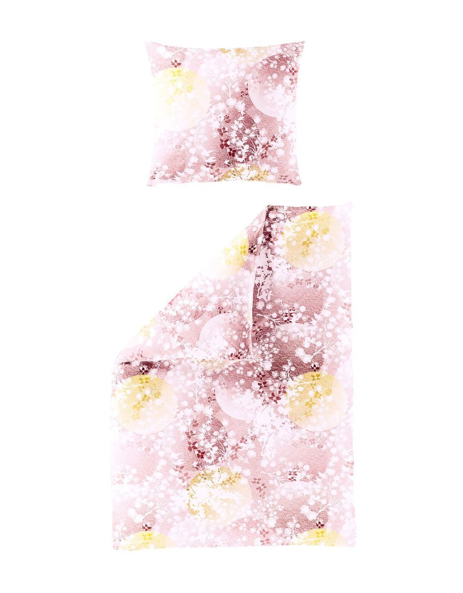 Bettwäsche Bierbaum Mako Satin Bettwäsche 135x200cm 2 tlg. Blätter Blüten Rosa, BIERBAUM, Mako-Satin, 2 teilig, Feiner und weicher Griff, besonders atmungsaktiv, Made in Germany