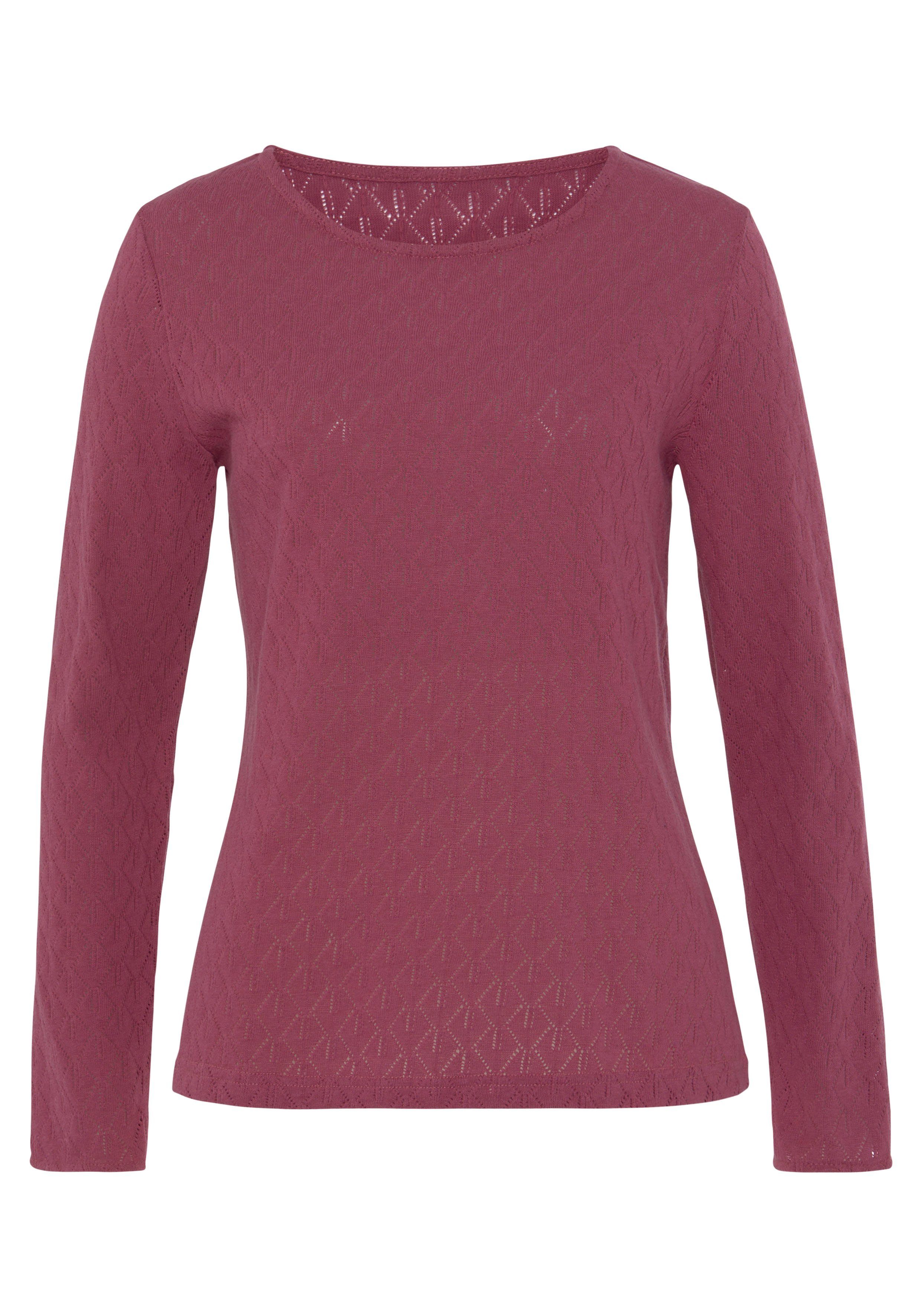 Vivance Langarmshirt mit modischem Ajour-Muster aus günstig online kaufen