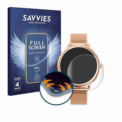 Savvies Full-Cover Schutzfolie für Naixues Women's Smartwatch 1.08" (39mm), Displayschutzfolie, 4 Stück, 3D Curved klar
