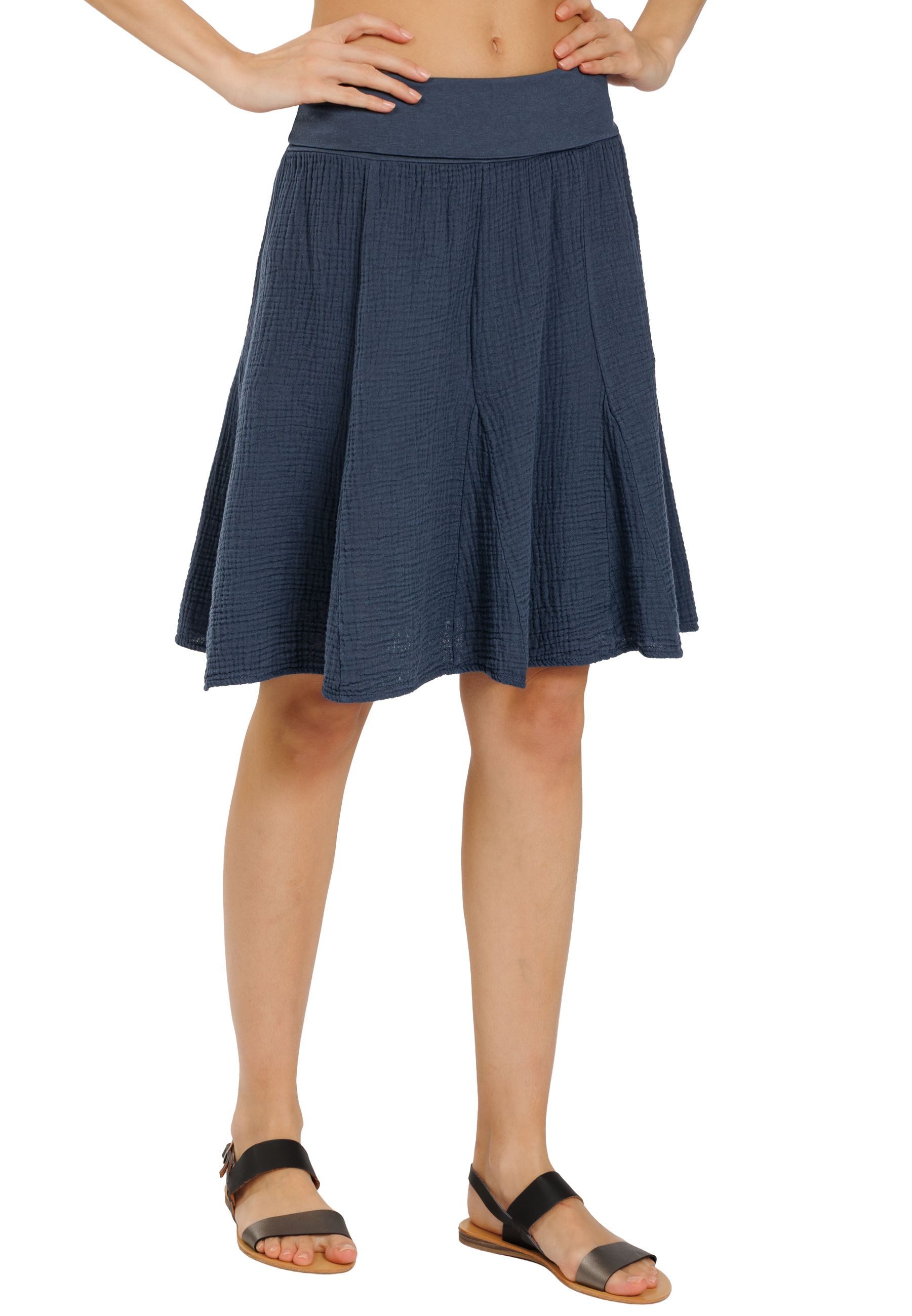 Caspar Faltenrock Damen Musselin Midi Rock knielang 100% Baumwolle Made in Italy - Ro037