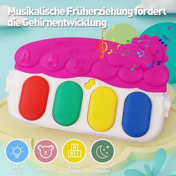 Jioson Spielbogen Spielbogen Krabbeldecke Spielbogen mit Musik und Klavie Rosa, (Paket enthält: 1 x Baby-Gymnastikmatte, 1 x erhöhter Bogen, 5 x Hängeglocken, 5 x Befestigungsringe, 1 x Schachtel), Lernspielzeug für Babys), Montage und Demontage in wenigen Minuten