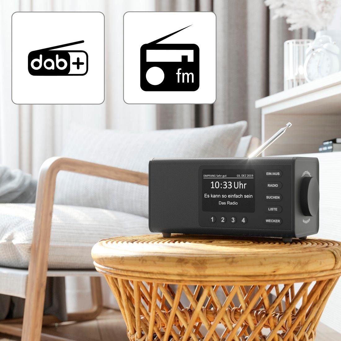 Hama Digitalradio "DR1000DE", FM/DAB/DAB+, Schwarz (5 Internetradio Digitalradio (DAB) W)