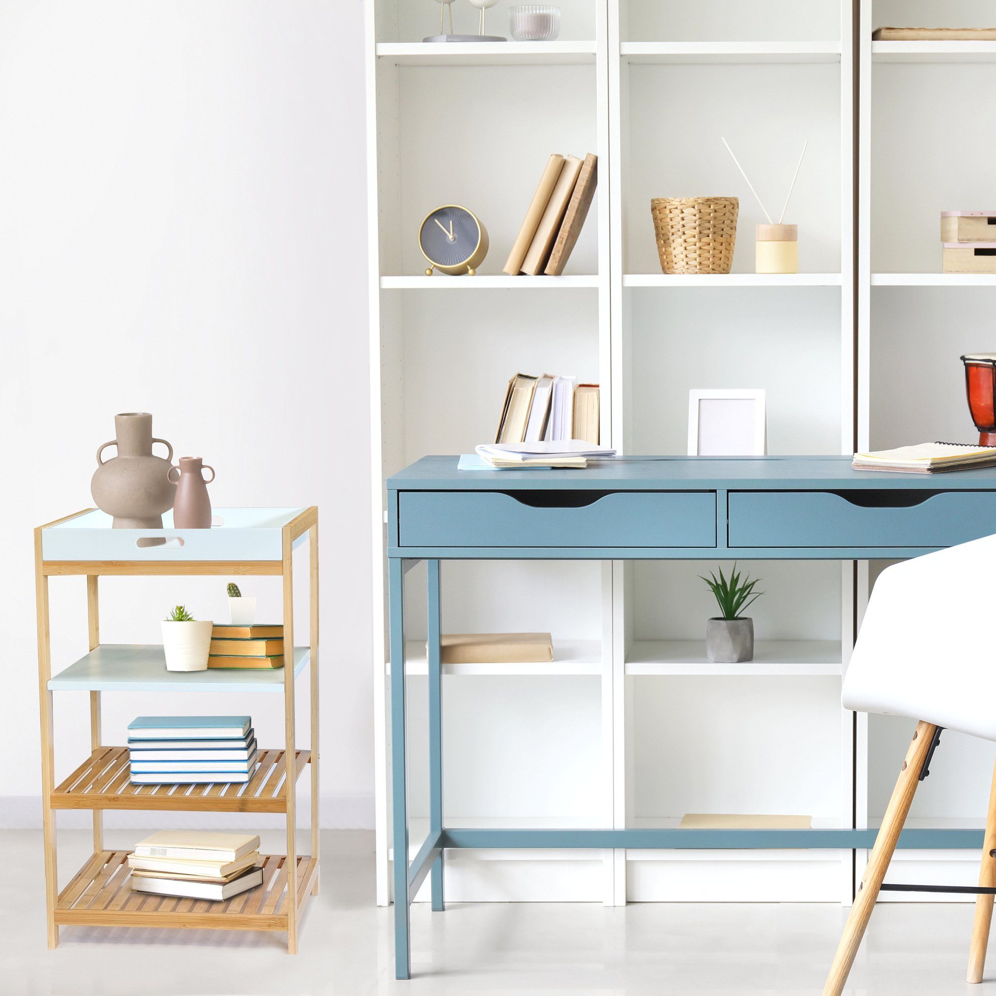 osoltus Badregal osoltus Badregal Tablett Regal Sonderborg aus Bambus und Holz weiß