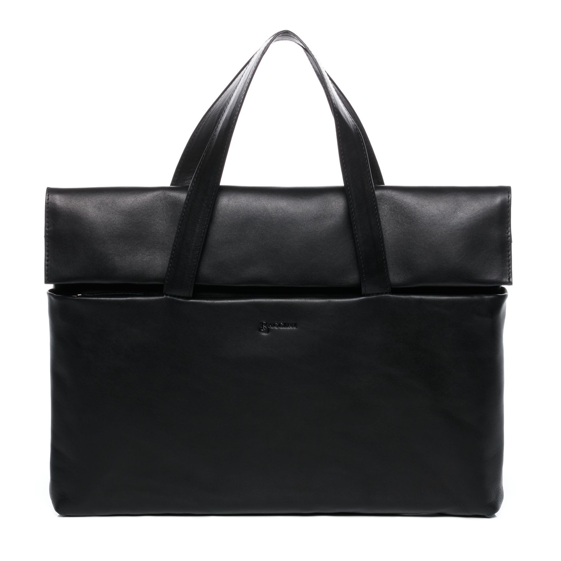 BACCINI Umhängetasche VITO Aktentasche 15 Zoll Laptop-Fach echt Leder, Businesstasche elegant flach Herren Damen Arbeitstasche schwarz