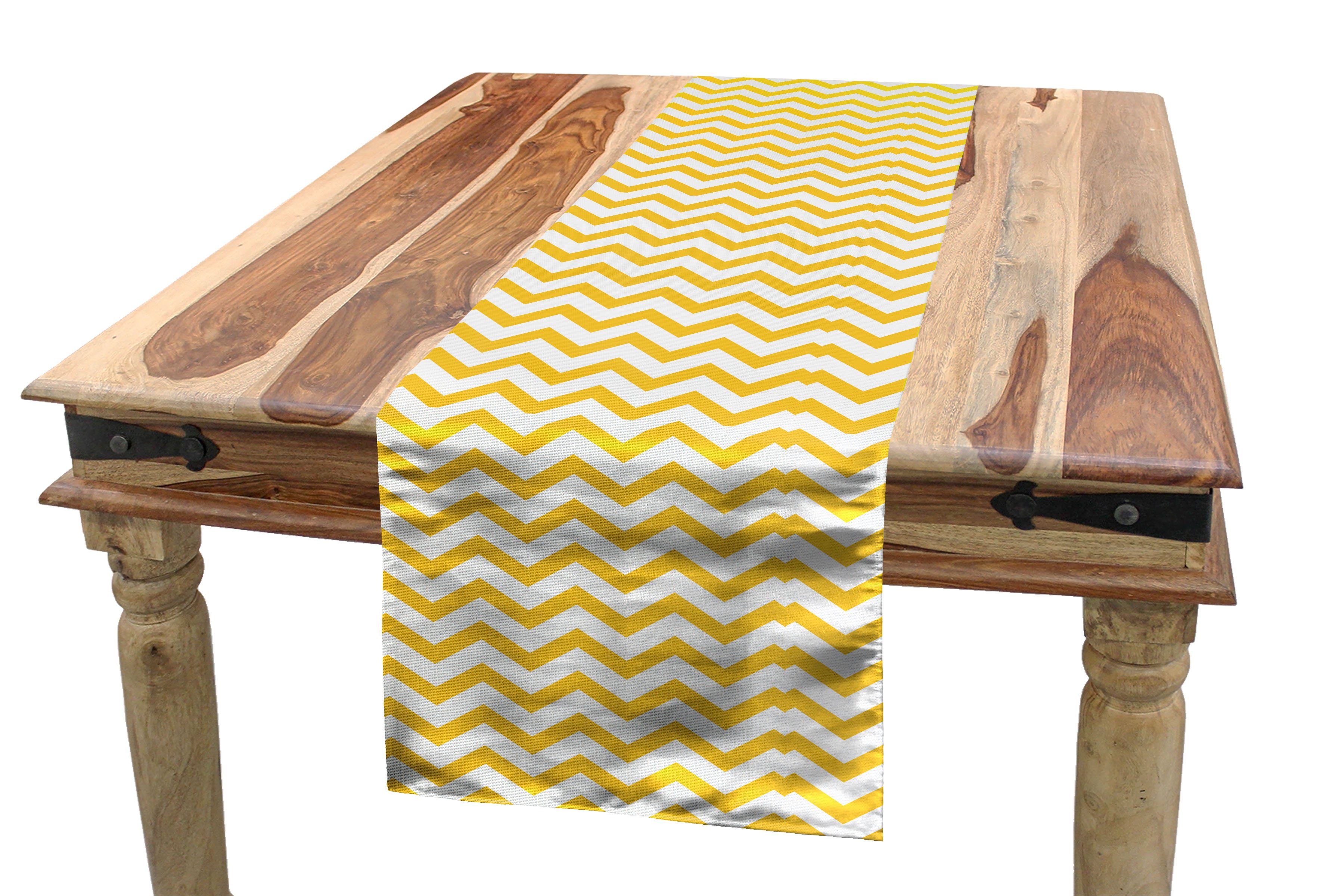 Abakuhaus Tischläufer Esszimmer Küche Rechteckiger Dekorativer Tischläufer, Gelber Chevron Wellenförmige Horizontal Kunst