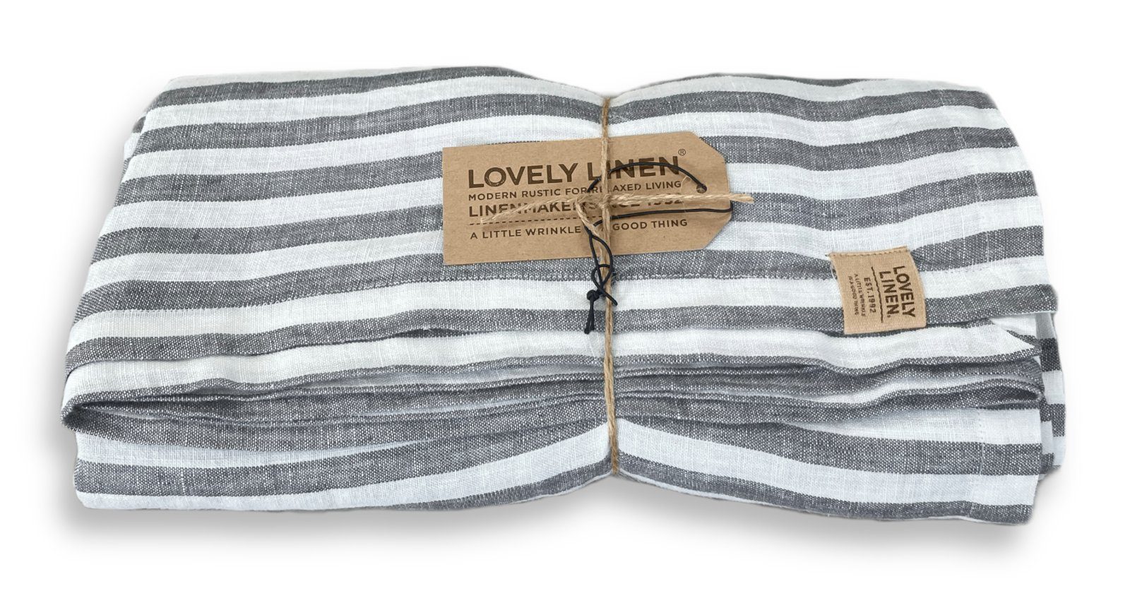 Lovely Linen Tischdecke Linen Misty Tischdecke Leinen edge dark grey 145x250cm (1 Stück), MISTY 145X250 EDGE DARK GREY W:20 D:37 H:7