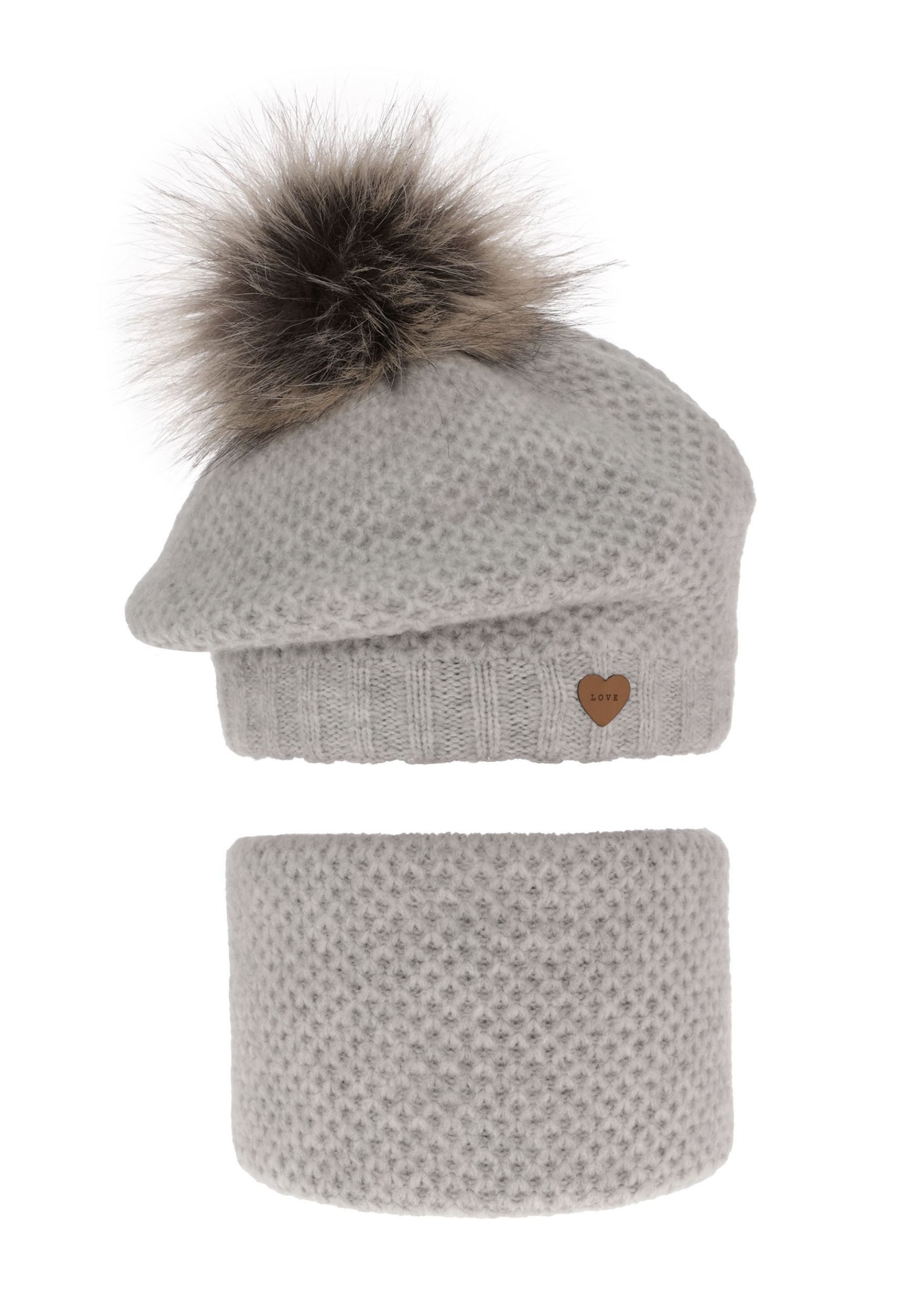 Diademita Sturmhaube Winterset für Mädchen: rosa Mütze und Schlauchschal mit Pompon (Set)