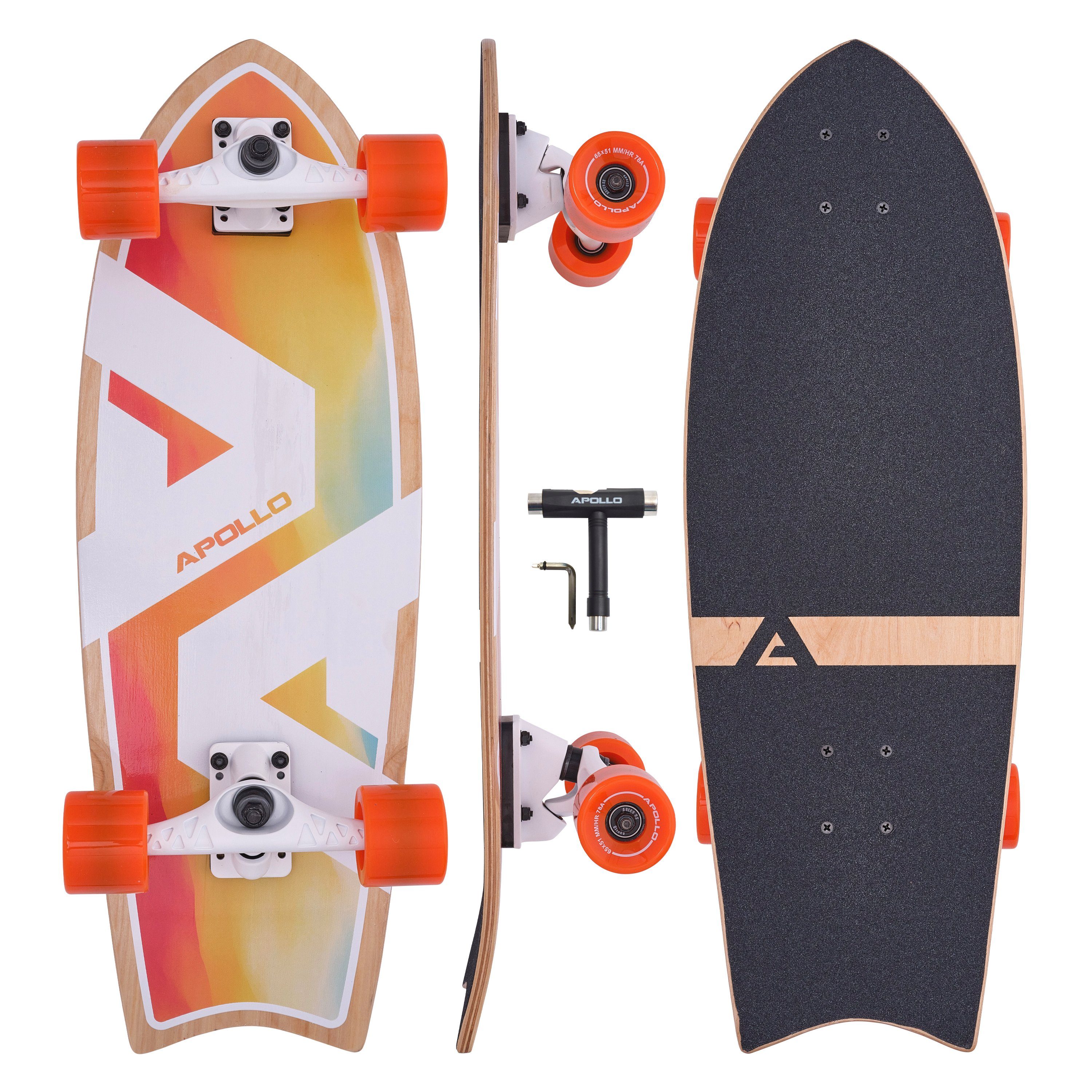 Apollo Miniskateboard Midi Longboard Surfskate Pro, hochwertig und stabil Summer
