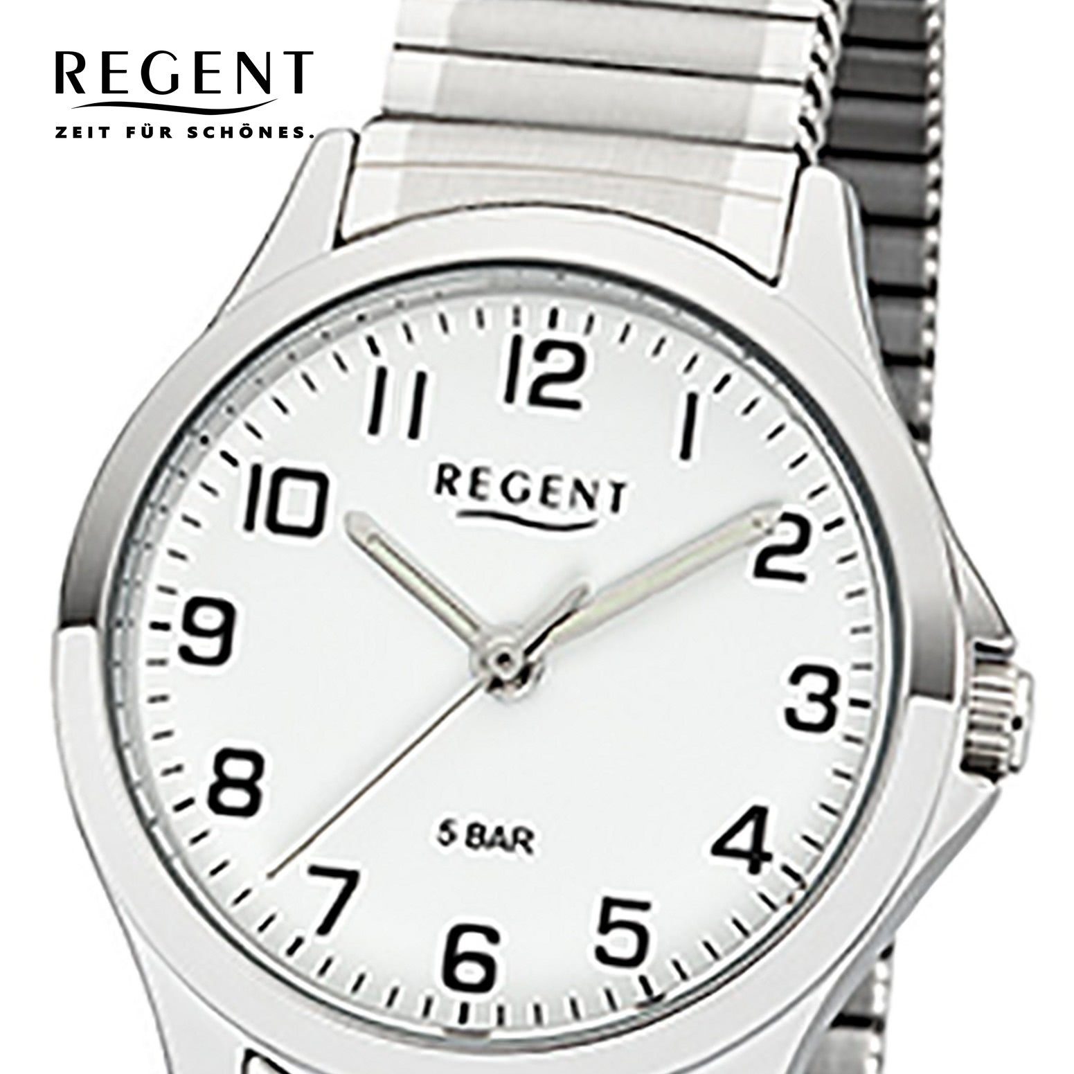 rund, Metall Damen Quarzuhr 2242424 Metallarmband Damen Armbanduhr Regent Quarz, Uhr klein (ca. 29mm), Regent