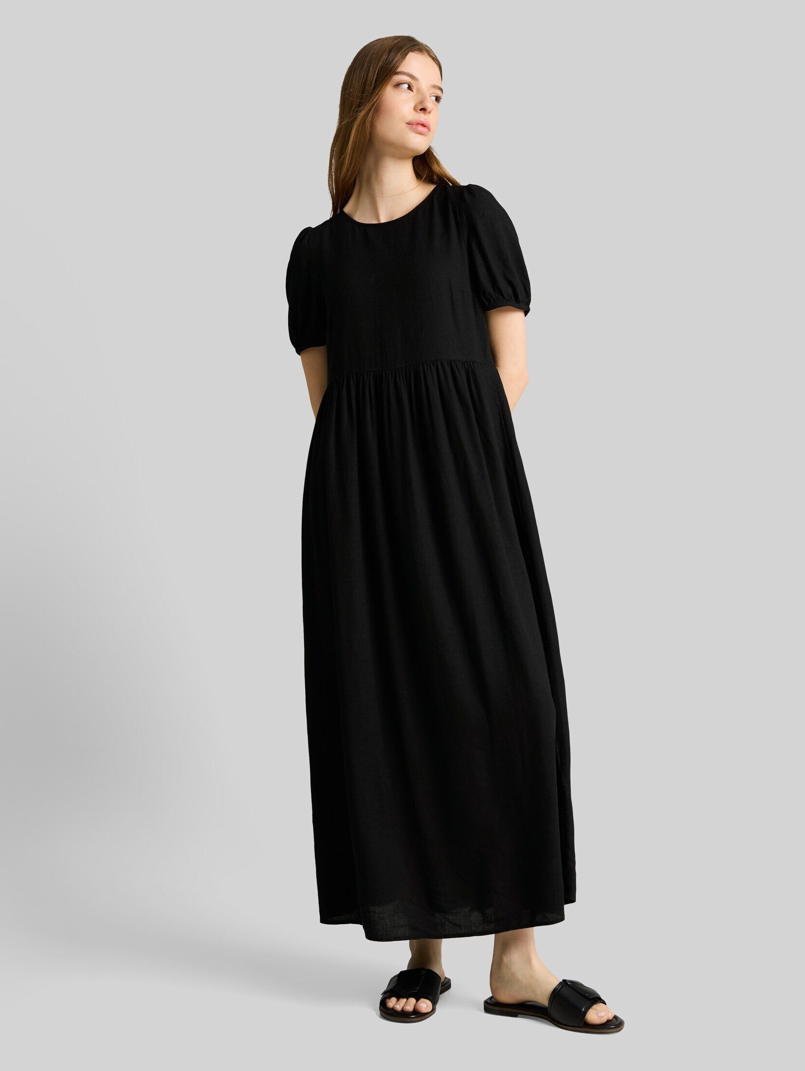 TOM TAILOR Denim Midikleid Kleider & Jumpsuits Midi-Kleid mit Leinenanteil