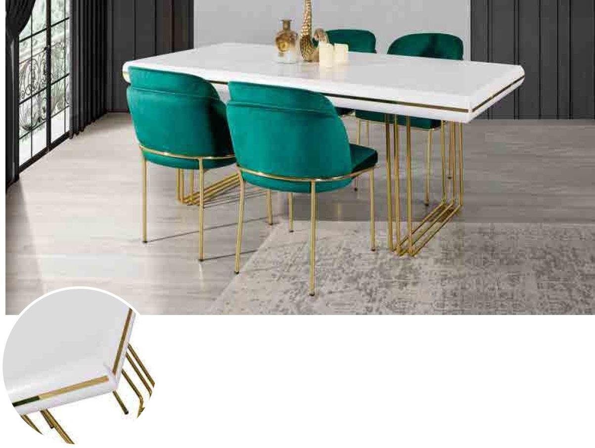 JVmoebel Esstisch, Luxus Esstisch Tisch Esszimmer Tische Metall Design Küchentisch Weiß