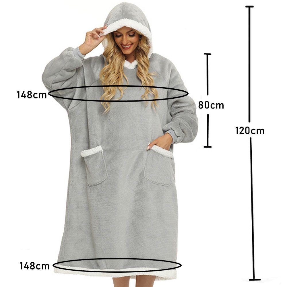 Wohndecke Kuscheldecke Decke mit Ärmeln und Kapuze, Flauschige TV Hoodie De günstig online kaufen