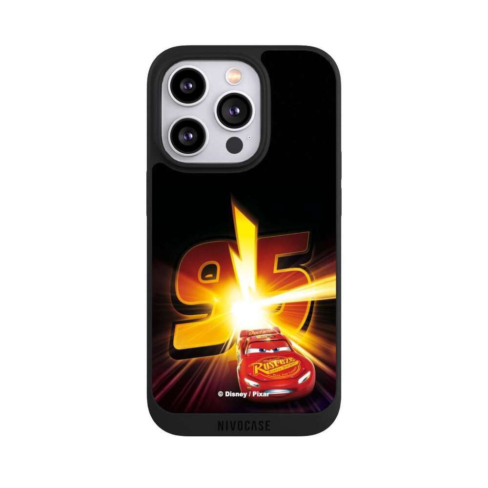 NIVOCASE Handyhülle Offizielles Lizenzprodukt Cars Lightning Mcqueen 95 Cars3 Lightning 95, Apple iPhone 14 Pro Handyhülle Hülle NIVOpure Case Schwarz