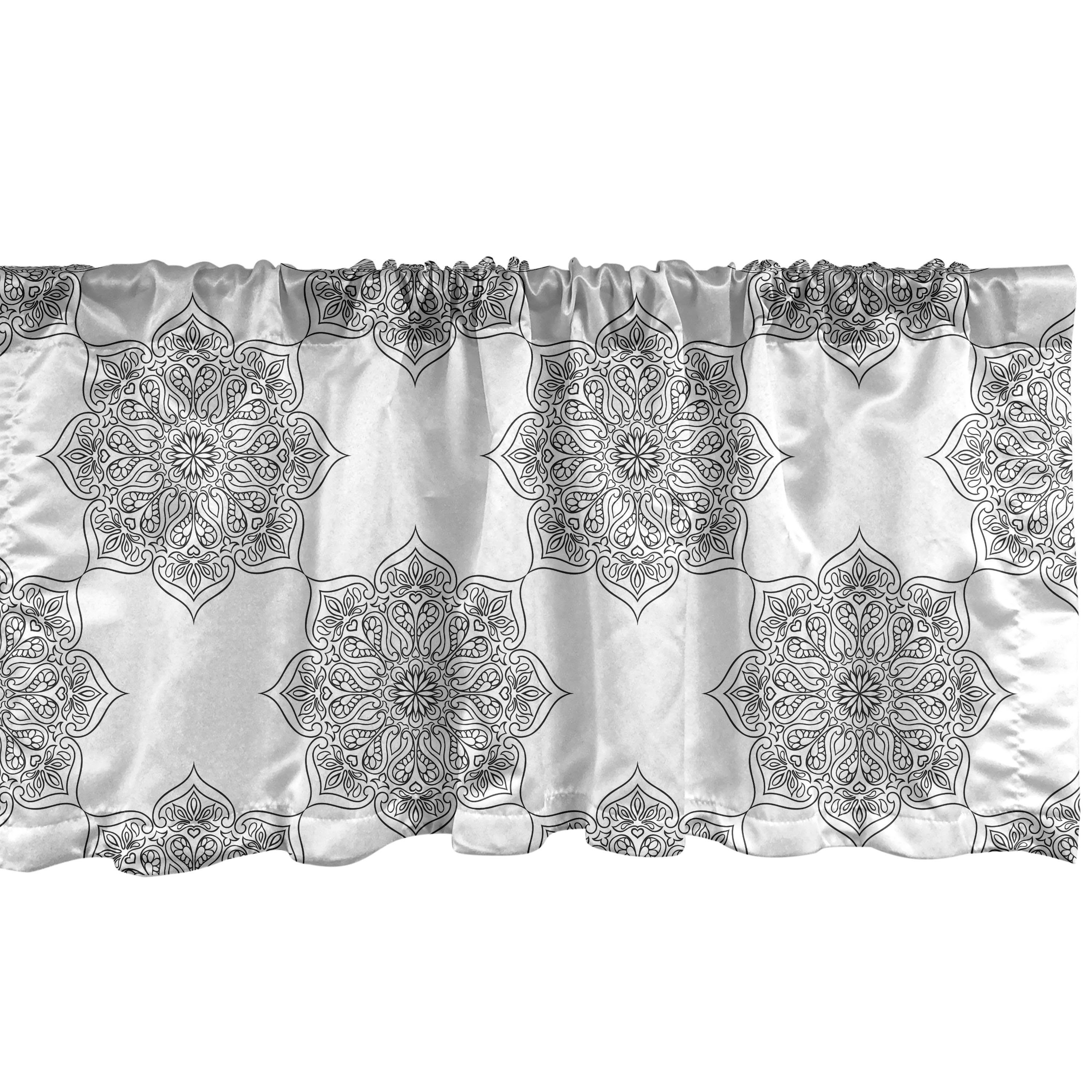 Scheibengardine Vorhang Volant für Küche Schlafzimmer Dekor mit Stangentasche, Abakuhaus, Microfaser, Ethnisch Volkston Mandala Inspiriert
