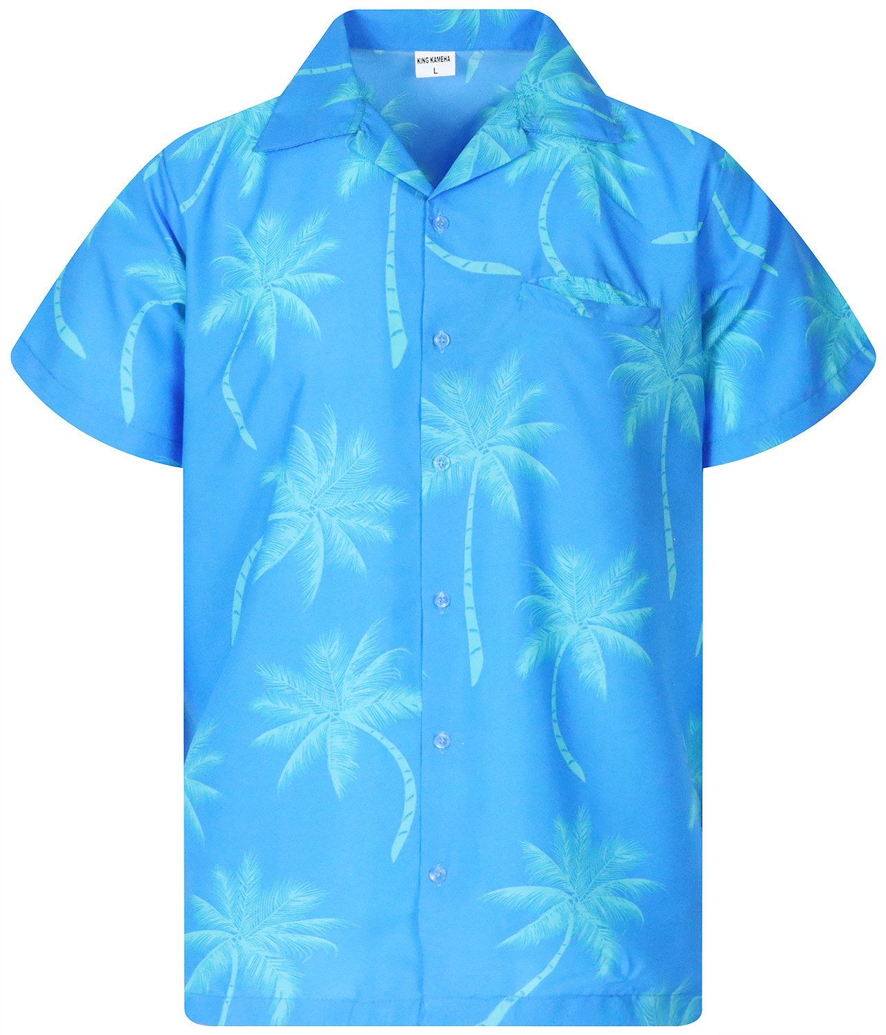 King Kameha Hawaiihemd Palmshadow Funky Hawaii-Hemd Kurzarm Front-Tasche Stylish Unisex